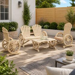 4-Piece Adirondack Garden Lounge Set with Solid Fir Wood