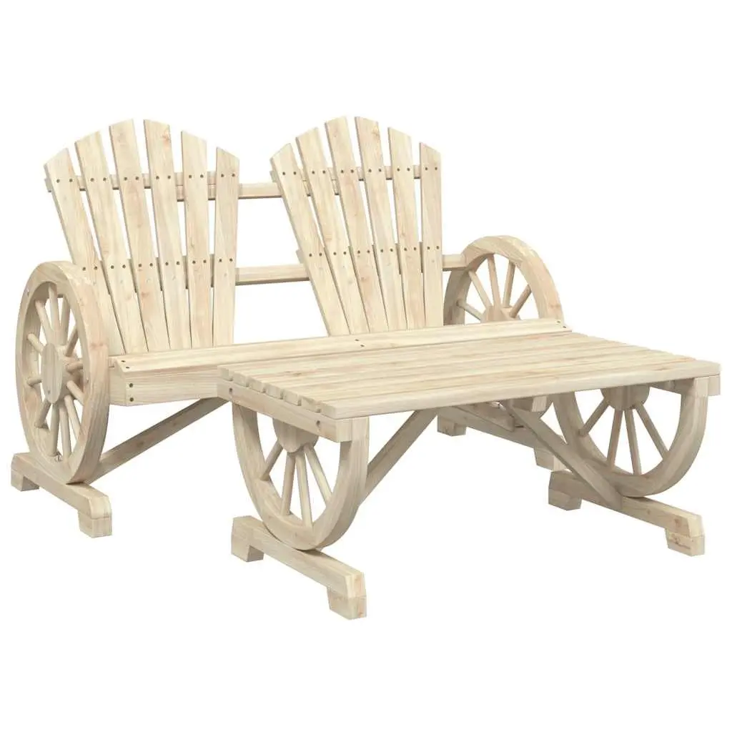 Adirondack Style Lounge Set for Outdoor Use Solid Fir Wood Brown 4 Piece