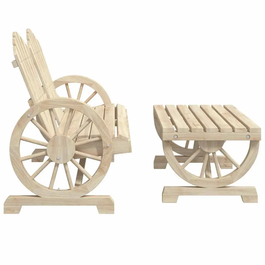 Adirondack Style Lounge Set for Outdoor Use Solid Fir Wood Brown 4 Piece