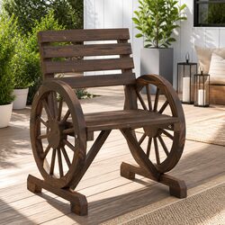 Outdoor Garden Chairs Set: 4 Solid Fir Wood in Brown