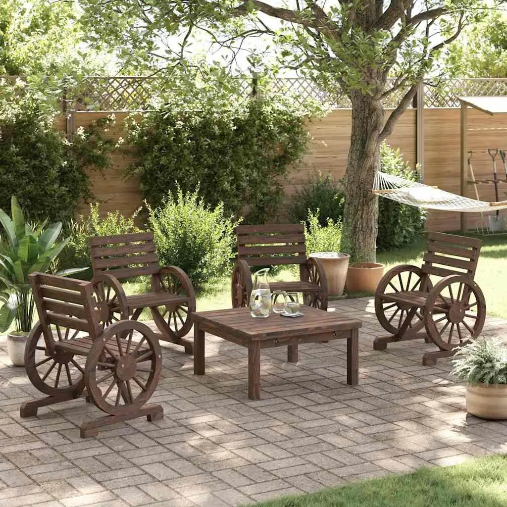Outdoor Garden Chairs 4 Pieces Solid Wood Fir Brown Patio Seating