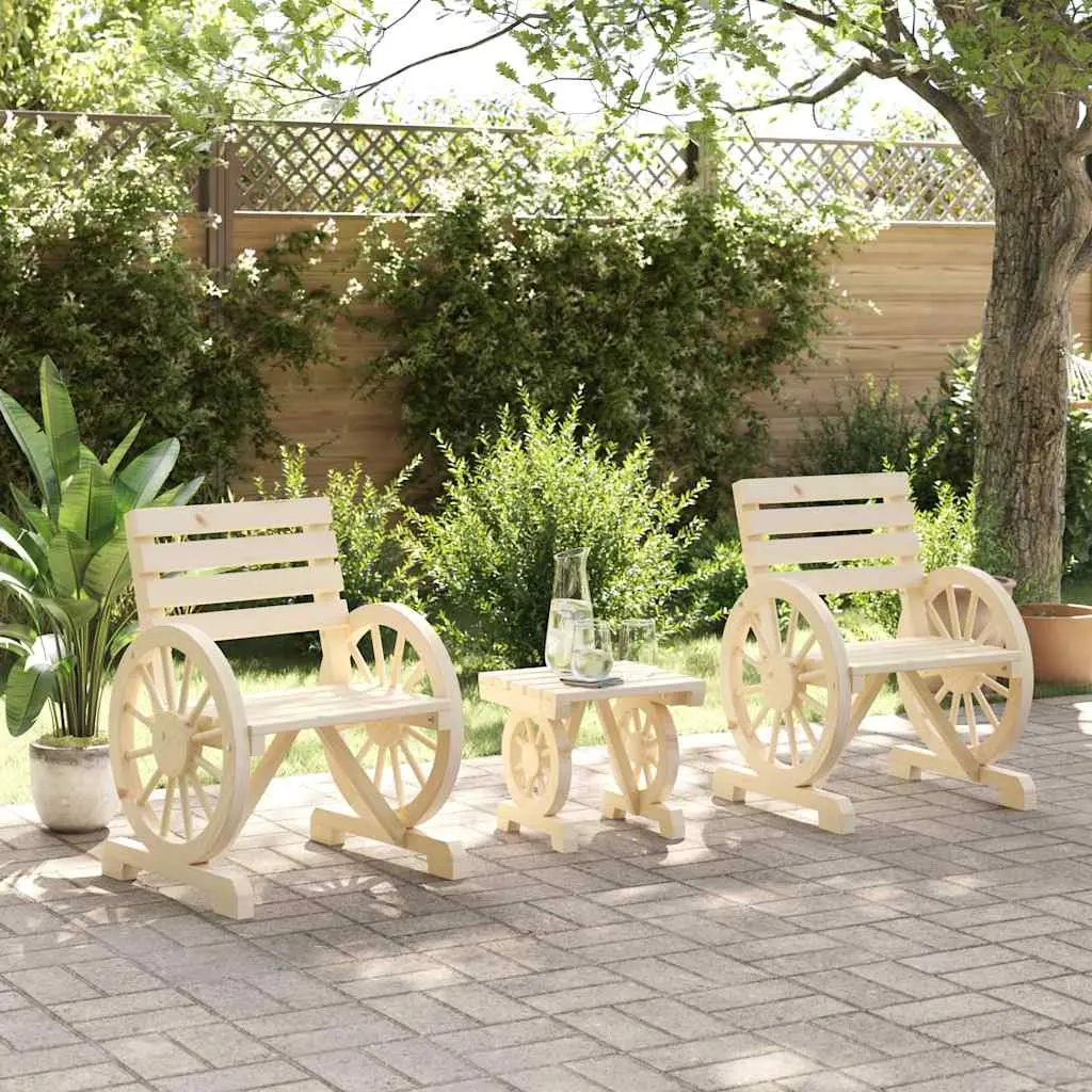 3 Piece Garden Lounge Set Adirondack Chair Coffee Table Outdoor Furniture Brown