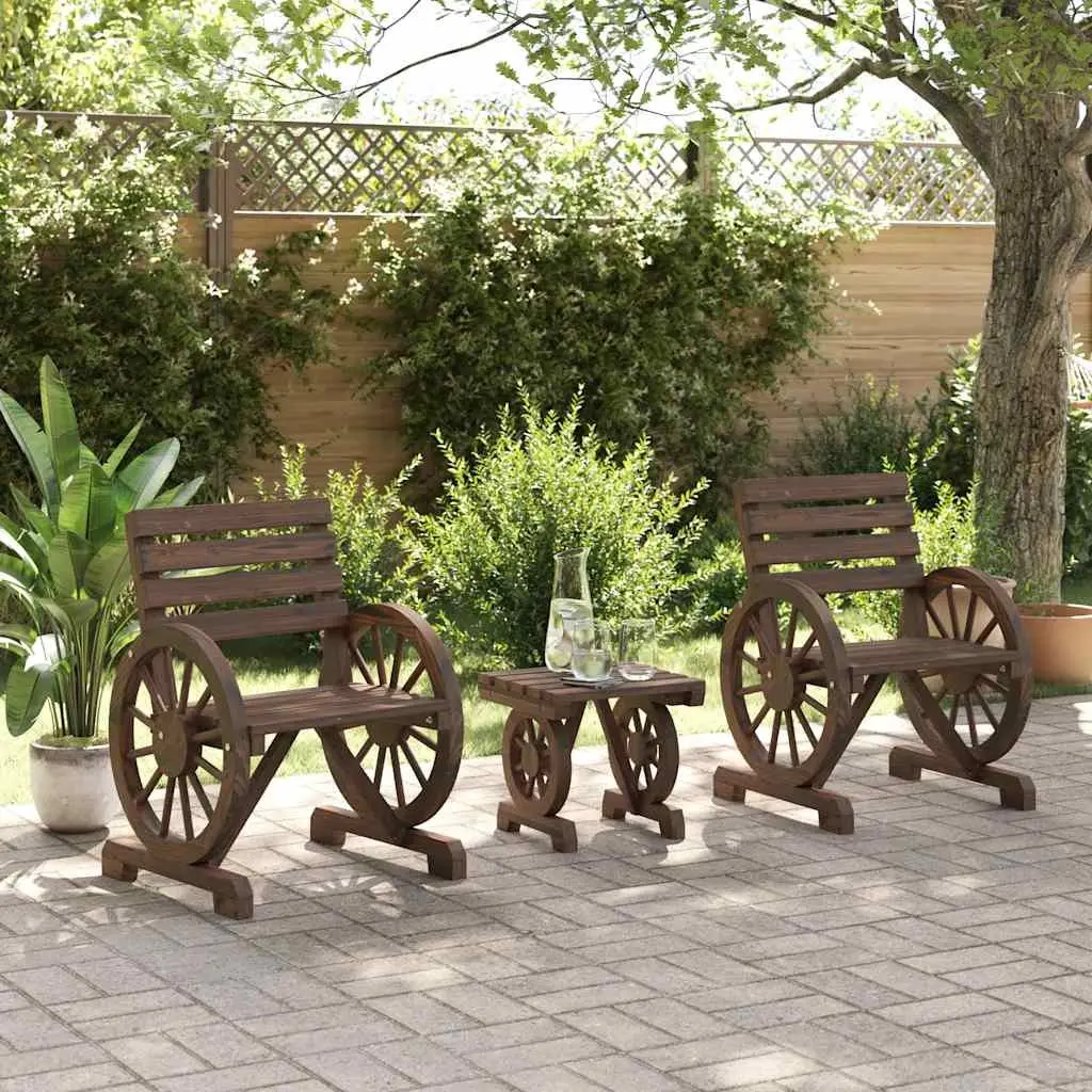 3 Piece Garden Lounge Set Outdoor Use Brown Fir Wood