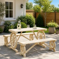 Specifications of 3 Piece Garden Dining Set in Brown Wood