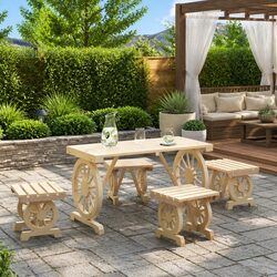 Specifications of the 5-Piece Brown Solid Wood Dining Set
