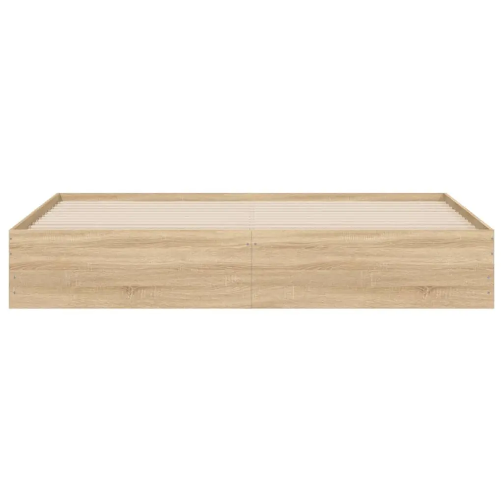 King Bed Frame with Storage Drawers Slatted Base Sonoma Oak Brown 183x203cm