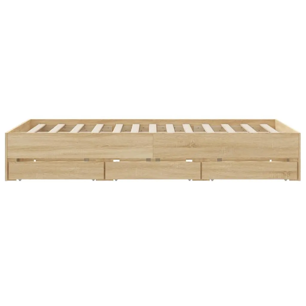 Bed Frame with Storage Drawers Bedroom Engineered Wood Brown 150x200cm