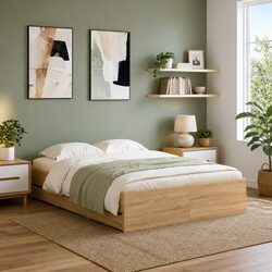 Engineered Wood Bed Frame with Storage Drawers 135x190cm