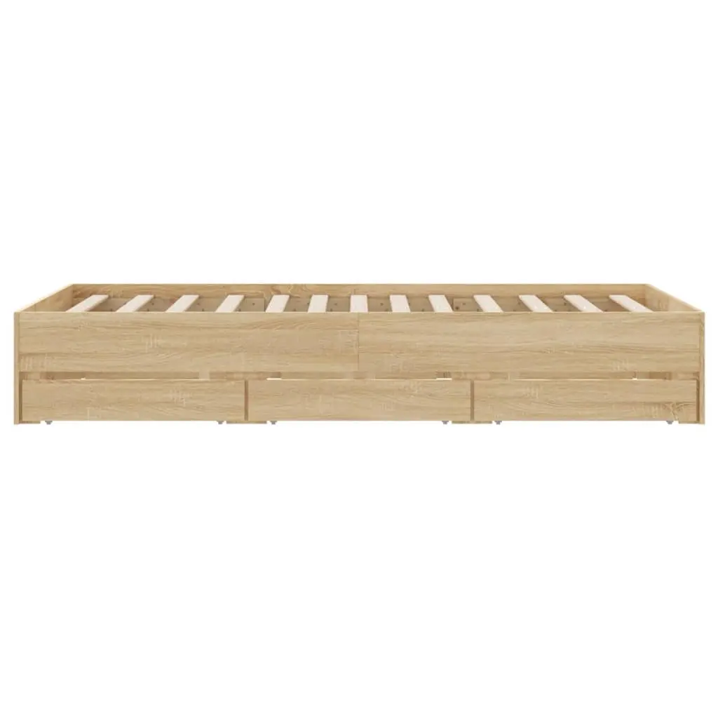 Engineered Wood Bed Frame with Storage Drawers 135x190cm