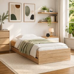 Bed Frame Dimensions: 90x190 cm, Built-in Storage Drawers
