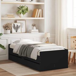 Engineered Wood Bed Frame with Storage Drawers 90x190 cm