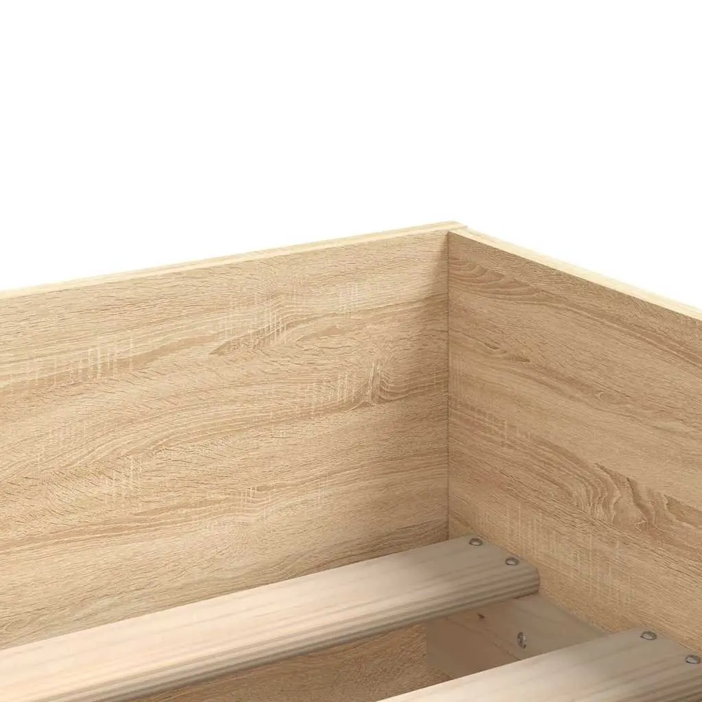 Bed Frame with Storage Drawers Slatted Base Bedroom Furniture Brown 90x190cm