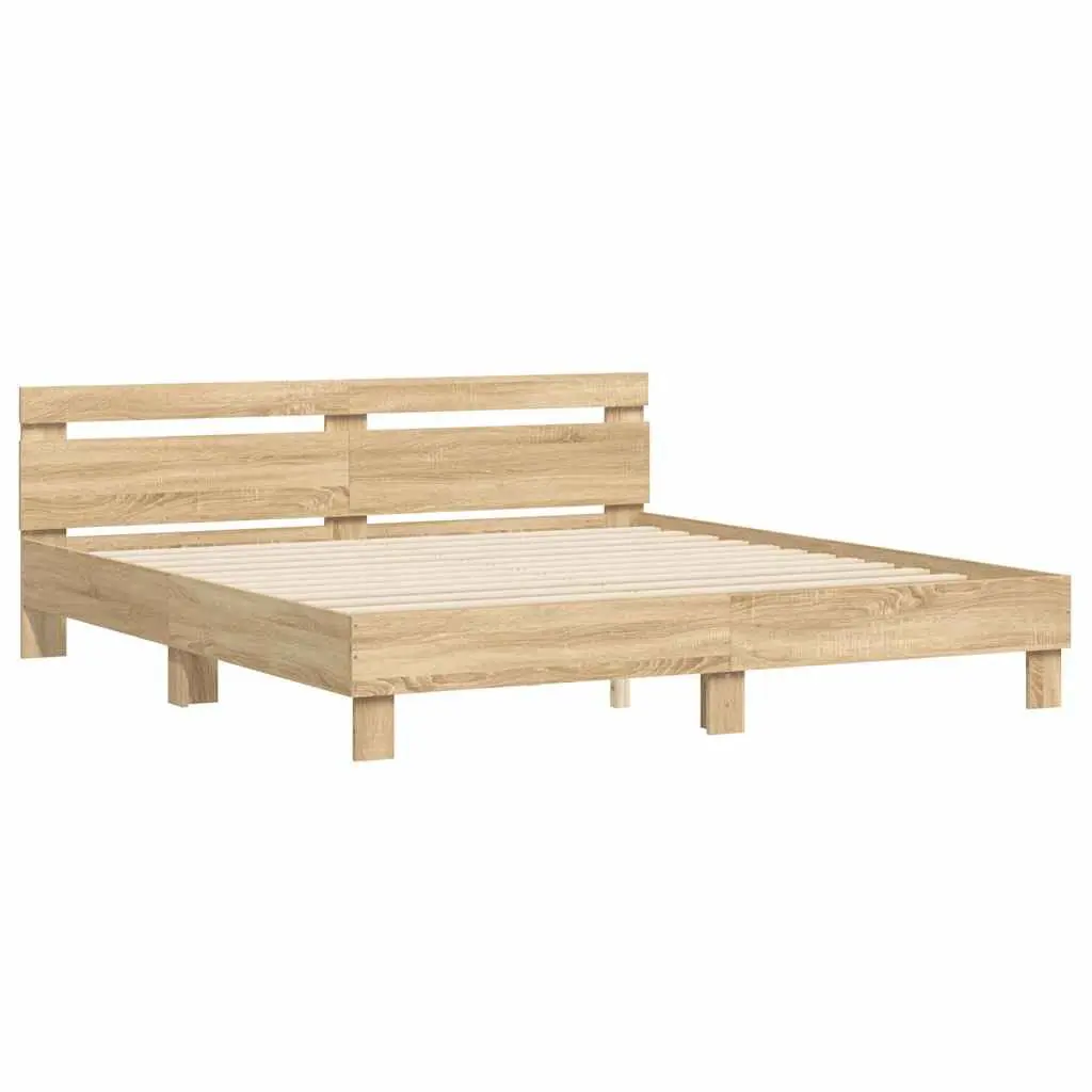 King Bed Frame for Bedroom Sonoma Oak Brown Engineered Wood 183 x 203 cm