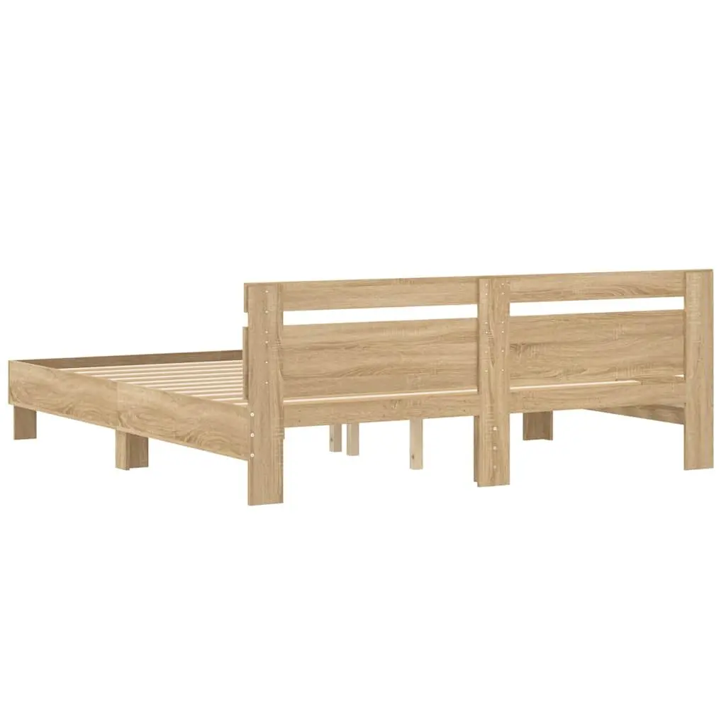 King Bed Frame for Bedroom Sonoma Oak Brown Engineered Wood 183 x 203 cm