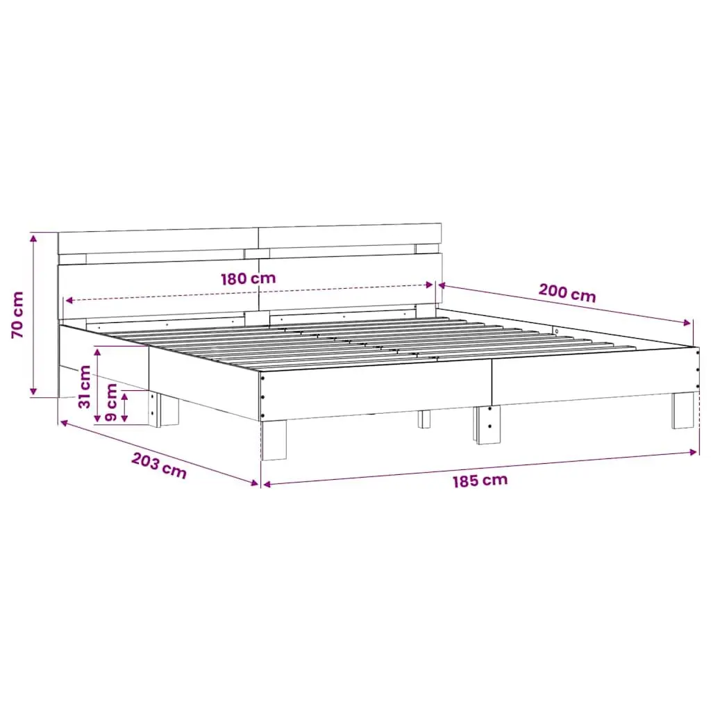 King Bed Frame for Bedroom Sonoma Oak Brown Engineered Wood 183 x 203 cm