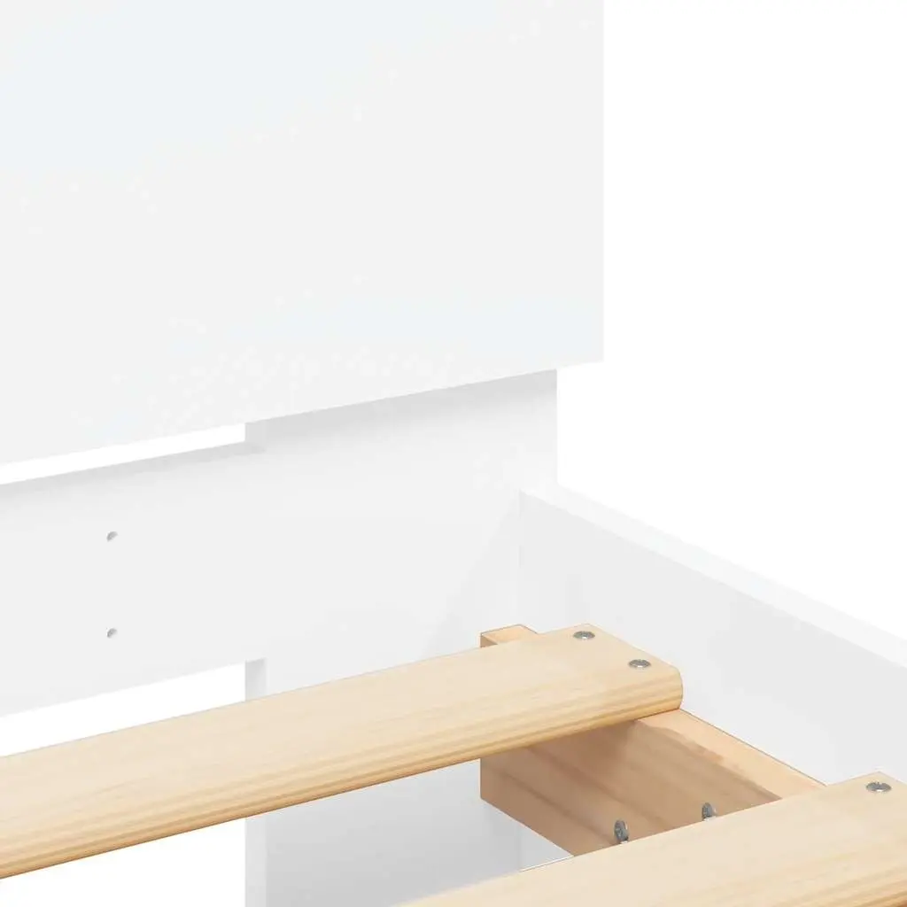 King Bed Frame White 183x203 cm Slatted Base Headboard Bedroom Furniture