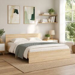 Sonoma Oak Bed Frame: 150x200 cm Dimensions with Slatted Base