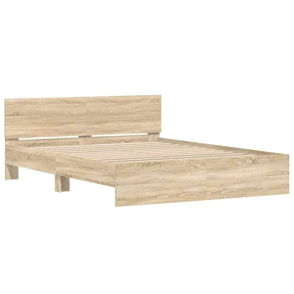 Bed Frame Sonoma Oak 150x200 cm Bedroom Furniture Slatted Base Support