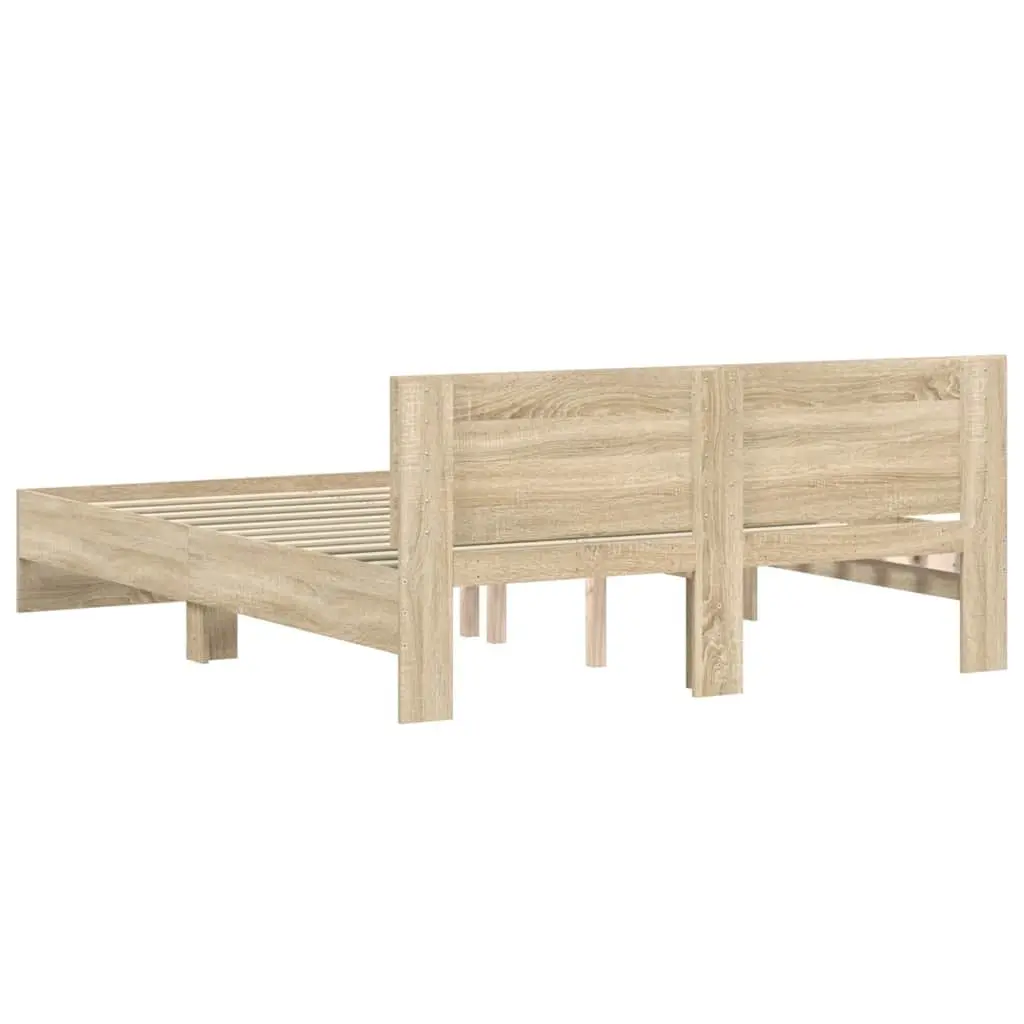 Bed Frame Sonoma Oak 150x200 cm Bedroom Furniture Slatted Base Support