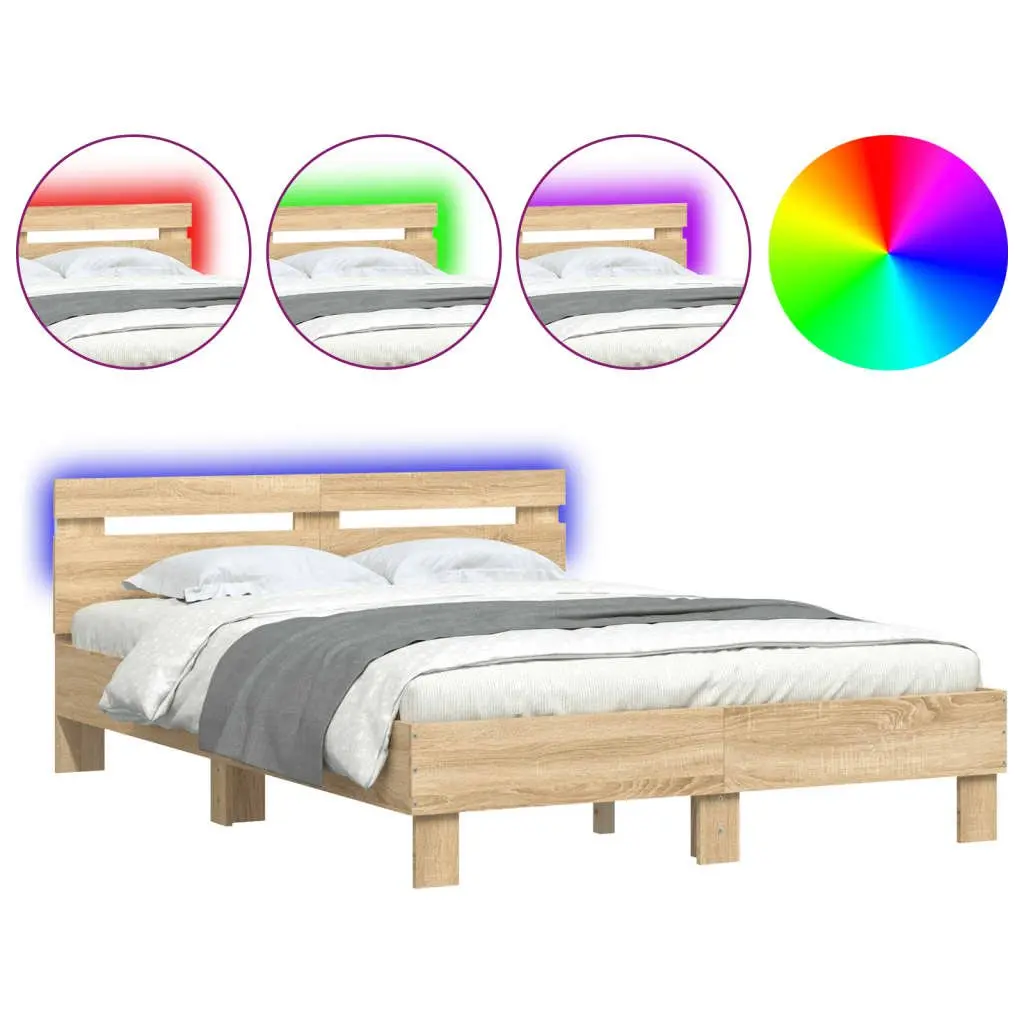Bed Frame with RGB LED Lights 135x190cm