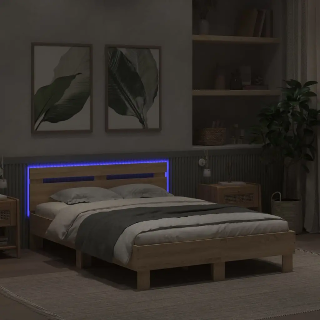 Bed Frame with RGB LED Lights 135x190cm