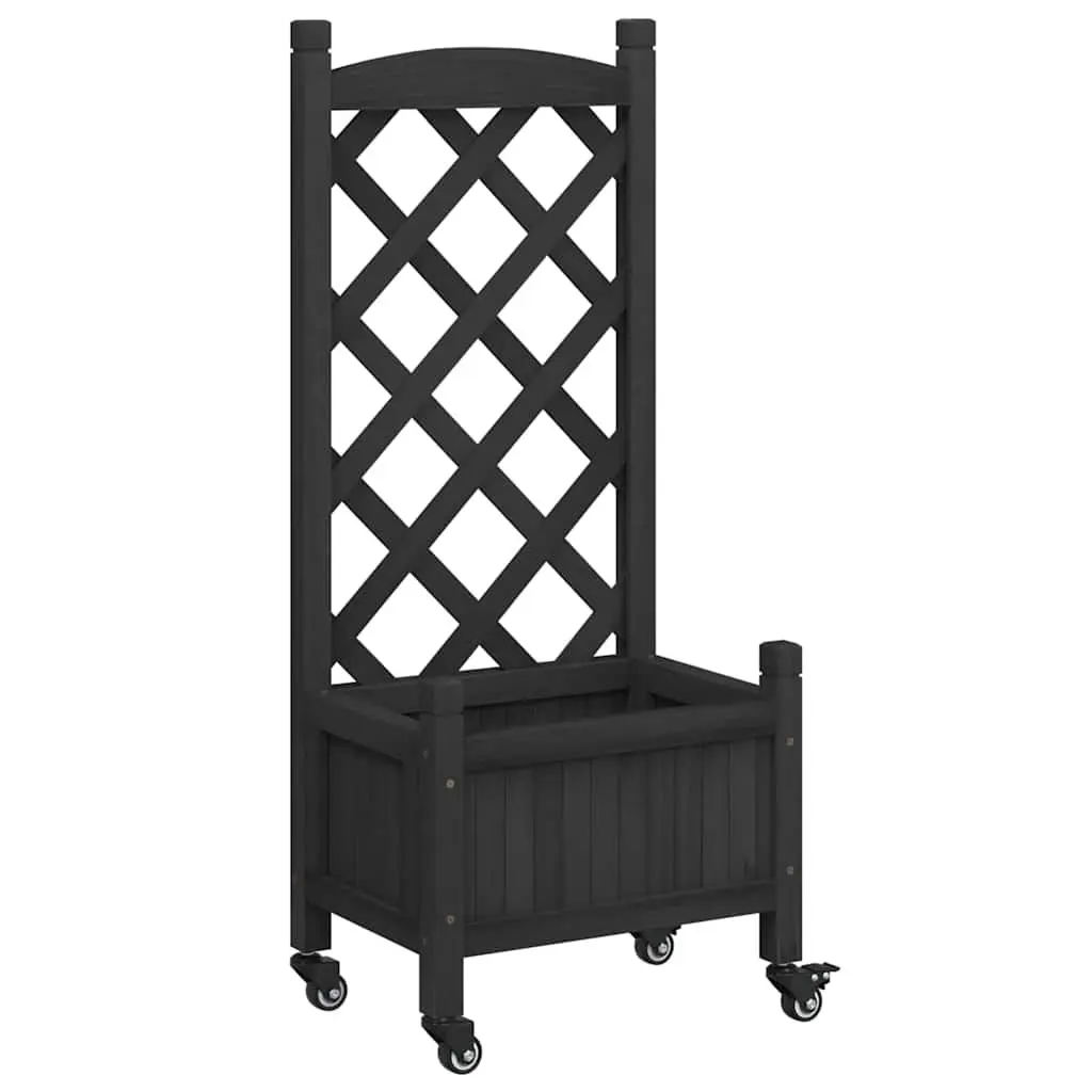 Wooden Planter with Trellis for Garden Outdoor Climbing Plants Black Size