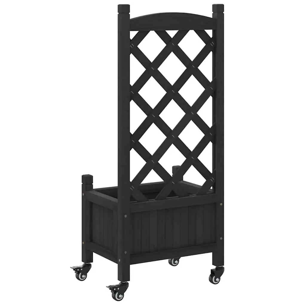 Wooden Planter with Trellis for Garden Outdoor Climbing Plants Black Size