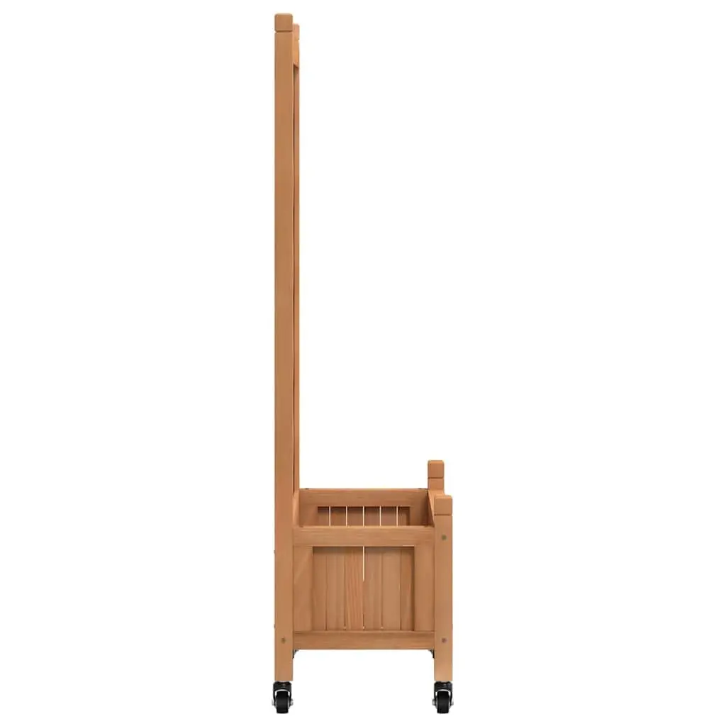 Wooden Planter with Trellis and Wheels Brown Fir Garden Climbing Plants Patio