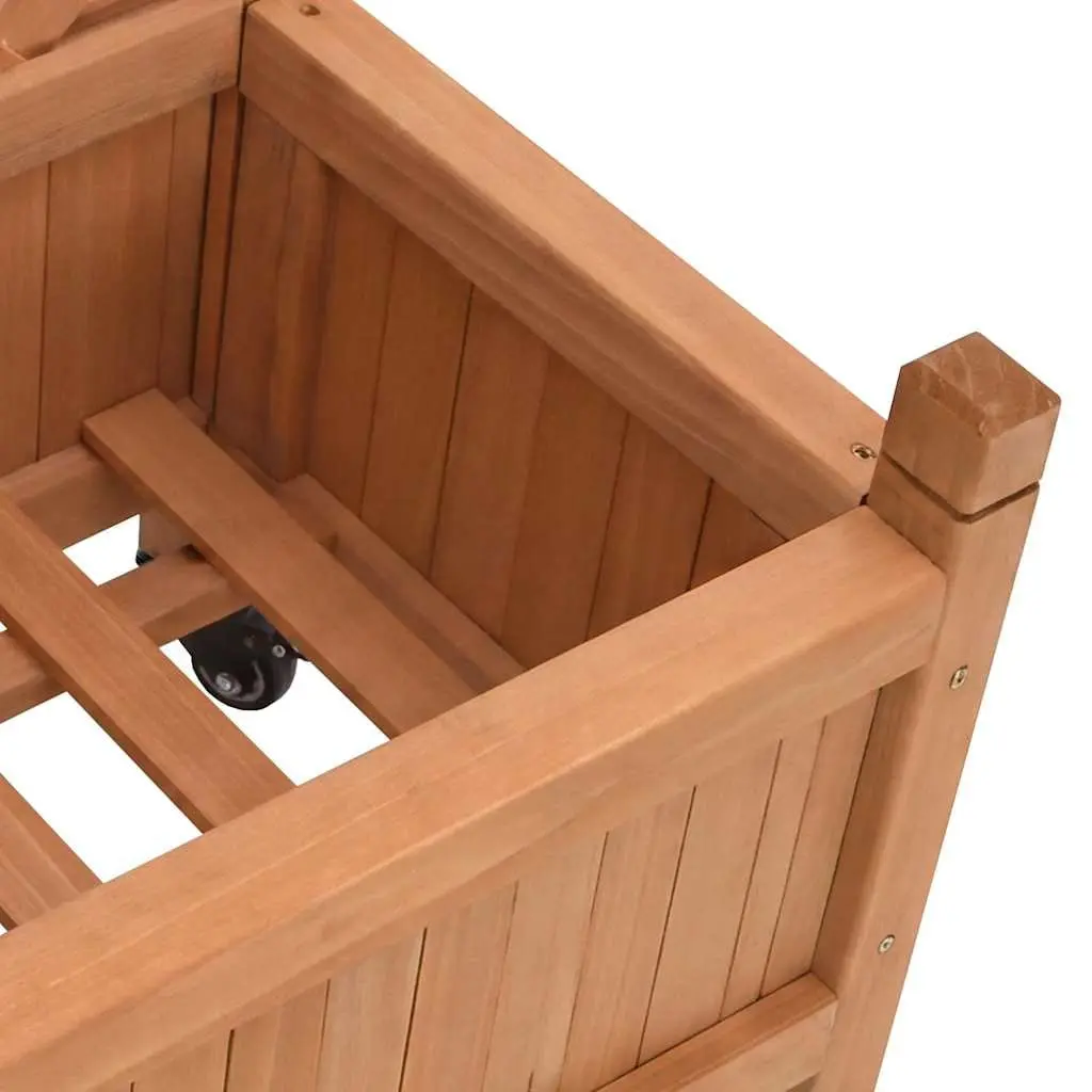 Wooden Planter with Trellis and Wheels Brown Fir Garden Climbing Plants Patio