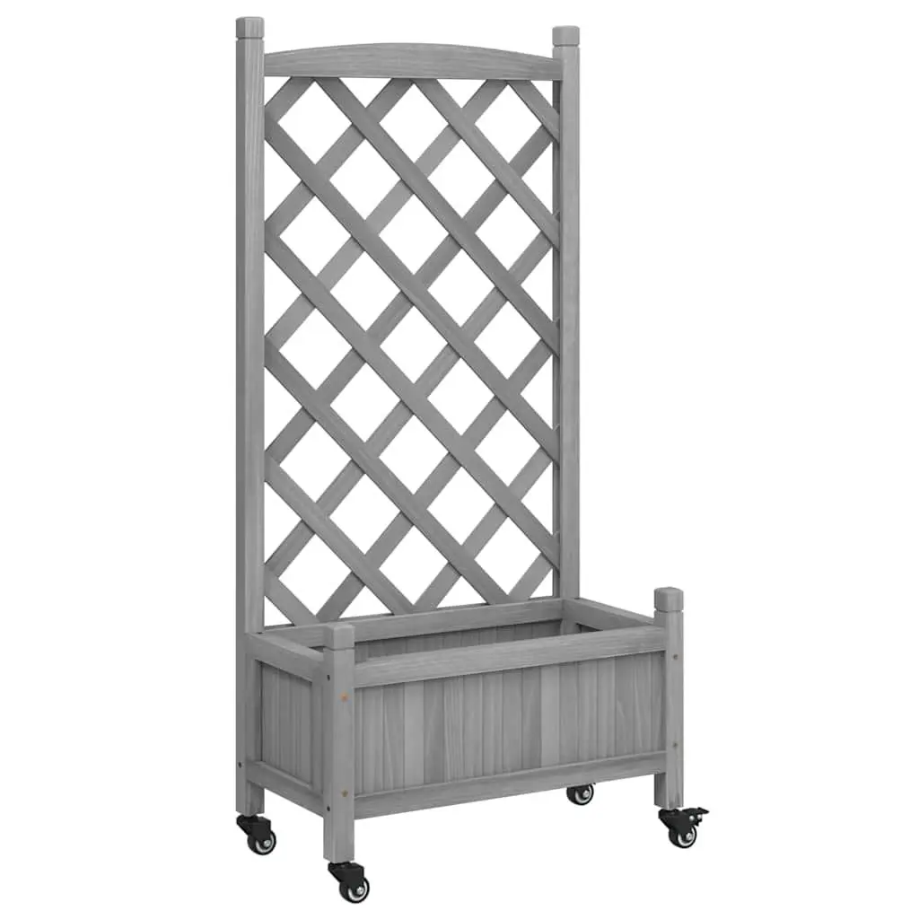 Wooden Garden Planter with Trellis for Climbing Plants Grey Fir Size