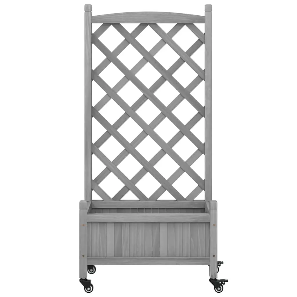 Wooden Garden Planter with Trellis for Climbing Plants Grey Fir Size