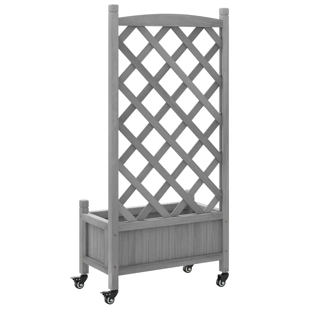 Wooden Garden Planter with Trellis for Climbing Plants Grey Fir Size