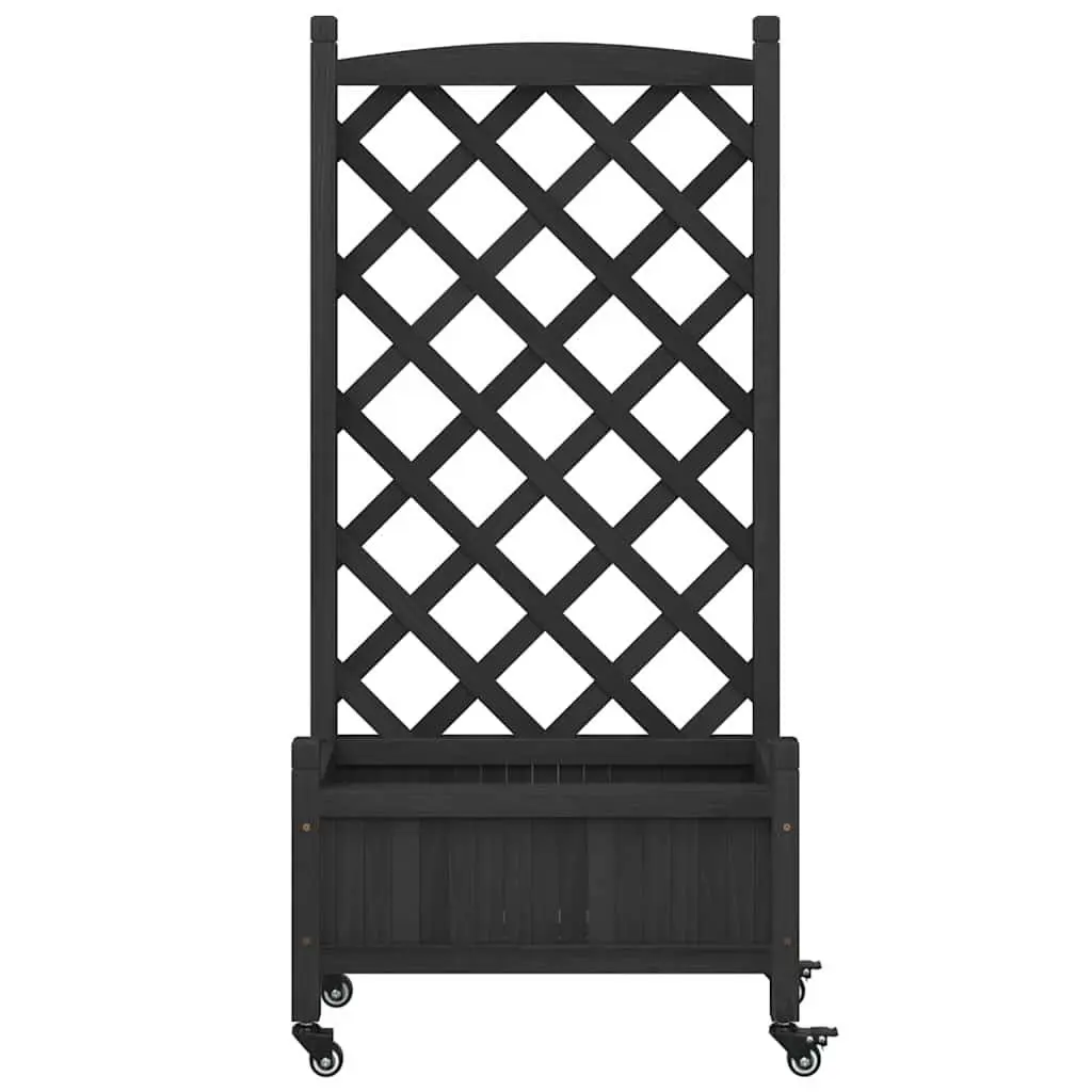 Wooden Planter with Trellis for Garden Patio Black