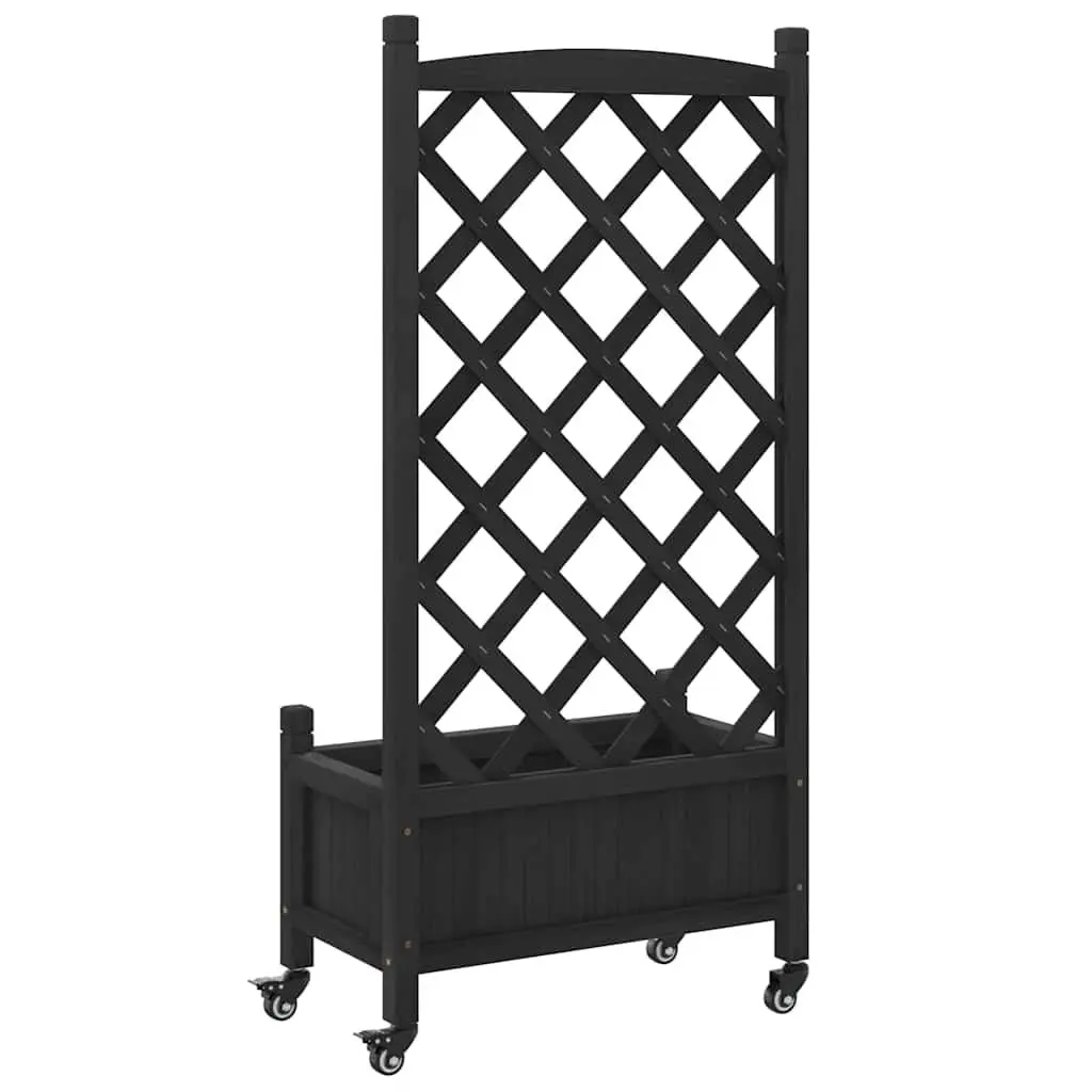 Wooden Planter with Trellis for Garden Patio Black