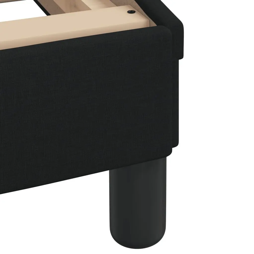 90x190 cm Bed Frame with Black Fabric Headboard and Slats