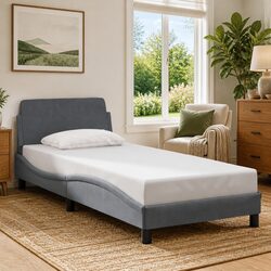 Grey Velvet Bed Frame with Headboard 90x190 cm Specifications