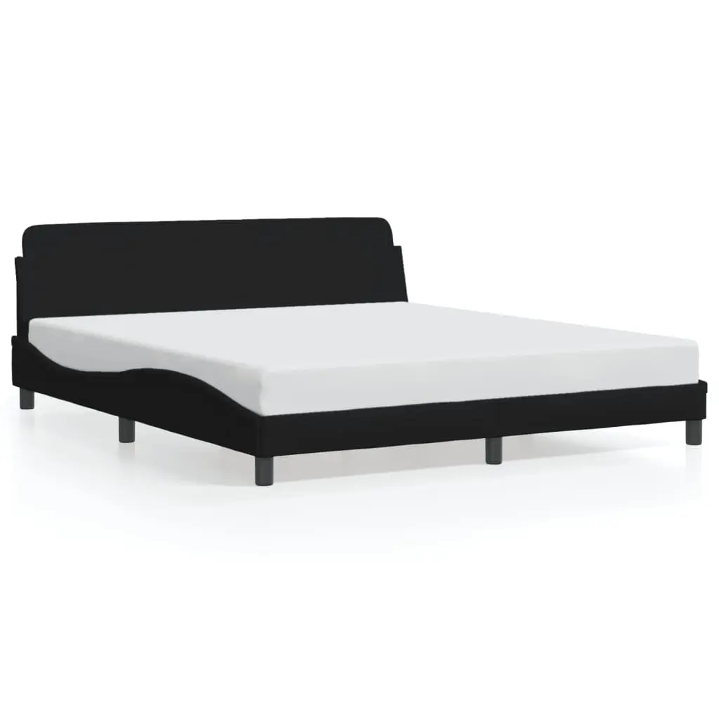 King Bed Frame 180x200cm with Black Fabric Headboard