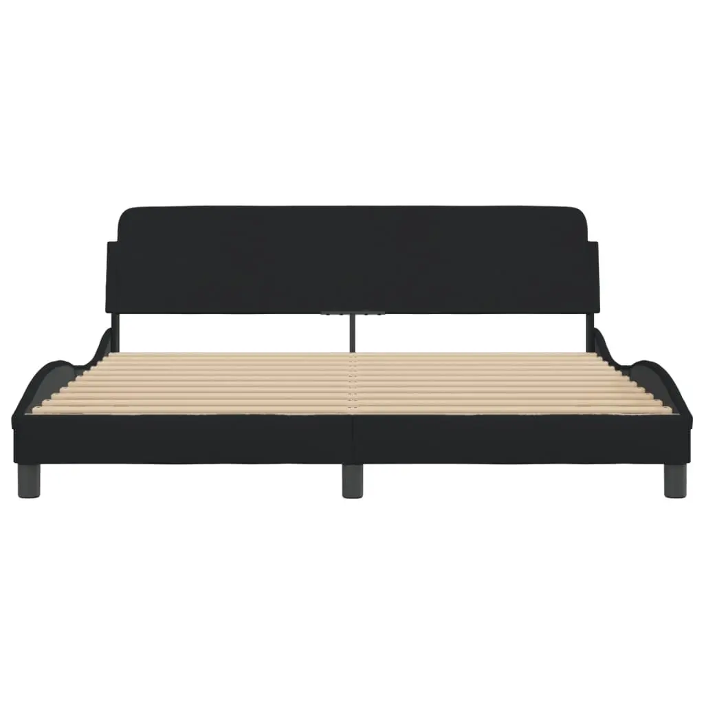 King Bed Frame 180x200cm with Black Fabric Headboard