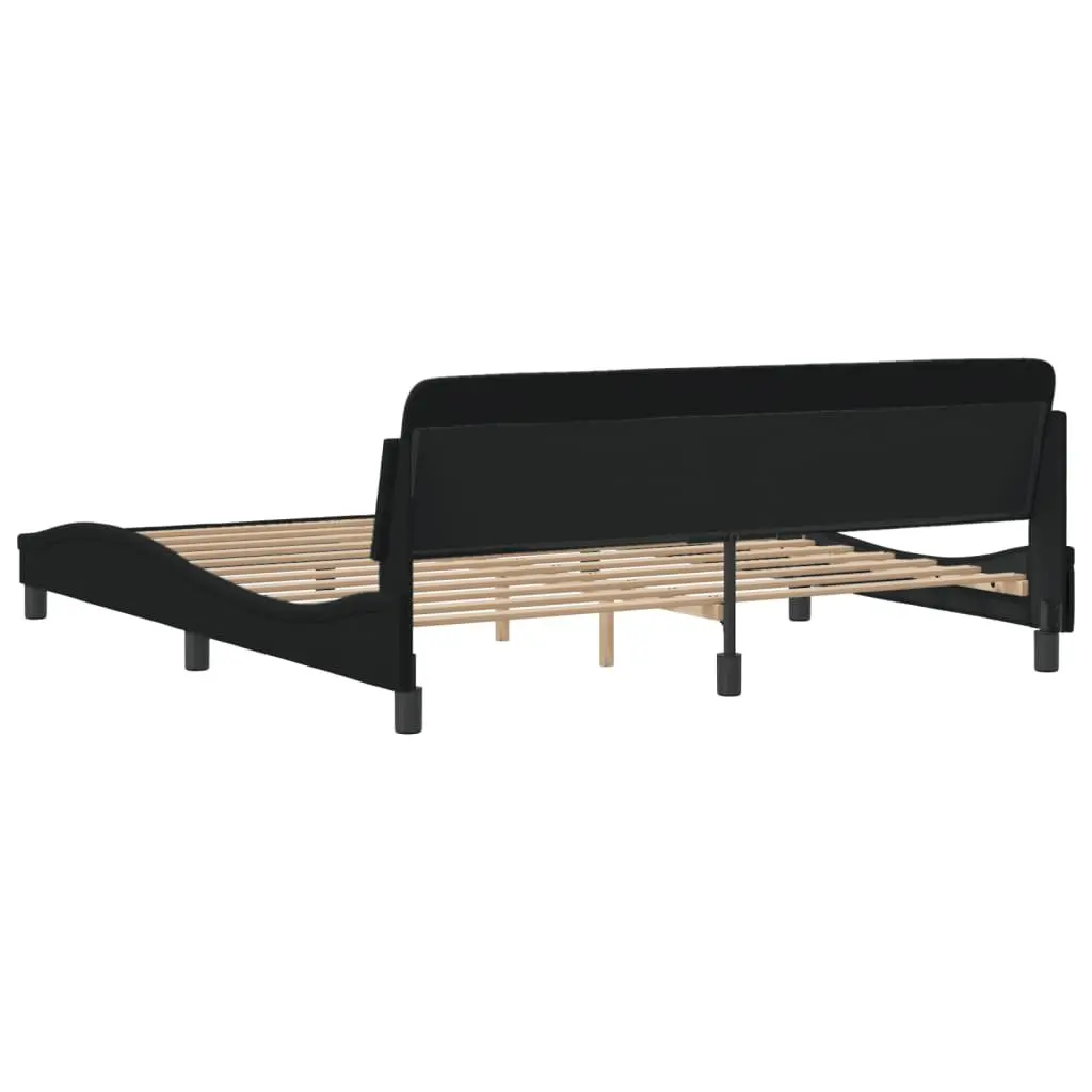 King Bed Frame 180x200cm with Black Fabric Headboard