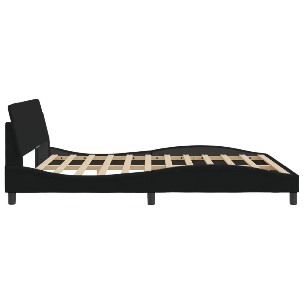King Bed Frame 180x200cm with Black Fabric Headboard