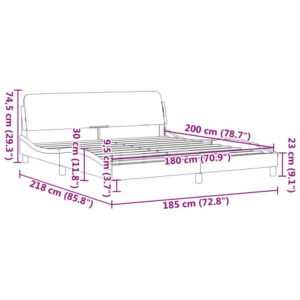 King Bed Frame 180x200cm with Black Fabric Headboard