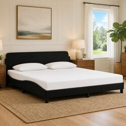 King Size Bed Frame 180x200 cm Black Velvet Headboard Upholstered Bedroom