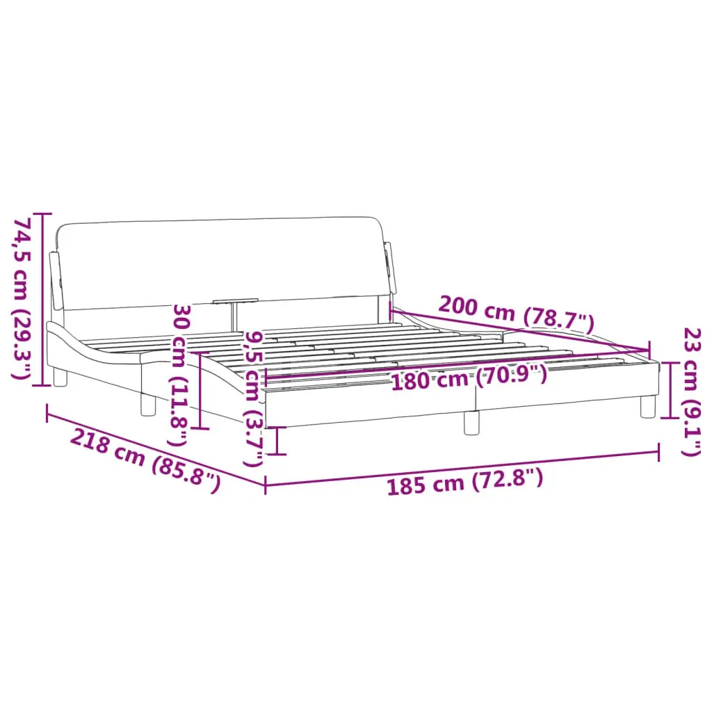 King Size Bed Frame 180x200 cm with Velvet Upholstery