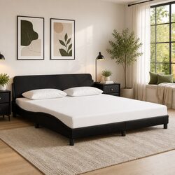 King Bed Frame Specifications: 180x200 cm, Black Faux Leather