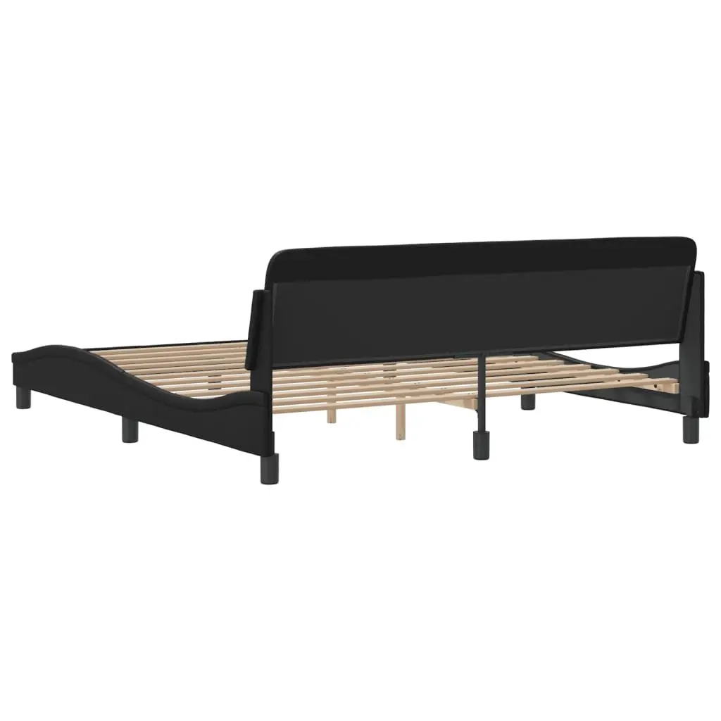 King Bed Frame 180x200 cm Black Faux Leather Headboard Bedroom Furniture