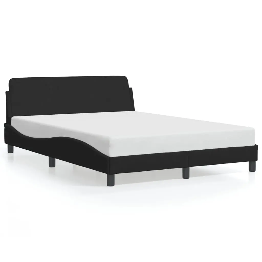 Double Bed Frame Black Velvet Headboard 137x190 cm Modern Bedroom Furniture