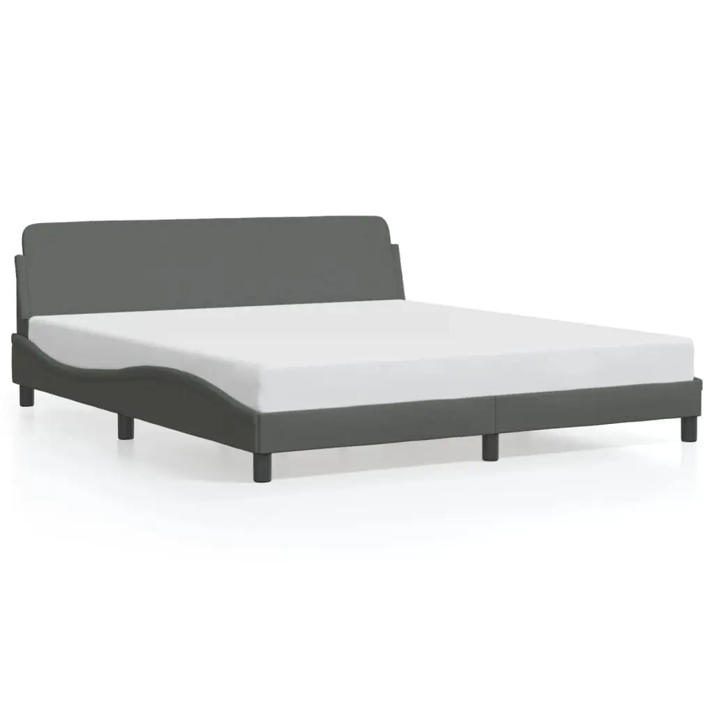 Queen Bed Frame for Bedroom Dark Grey Fabric Headboard 152 x 203 cm
