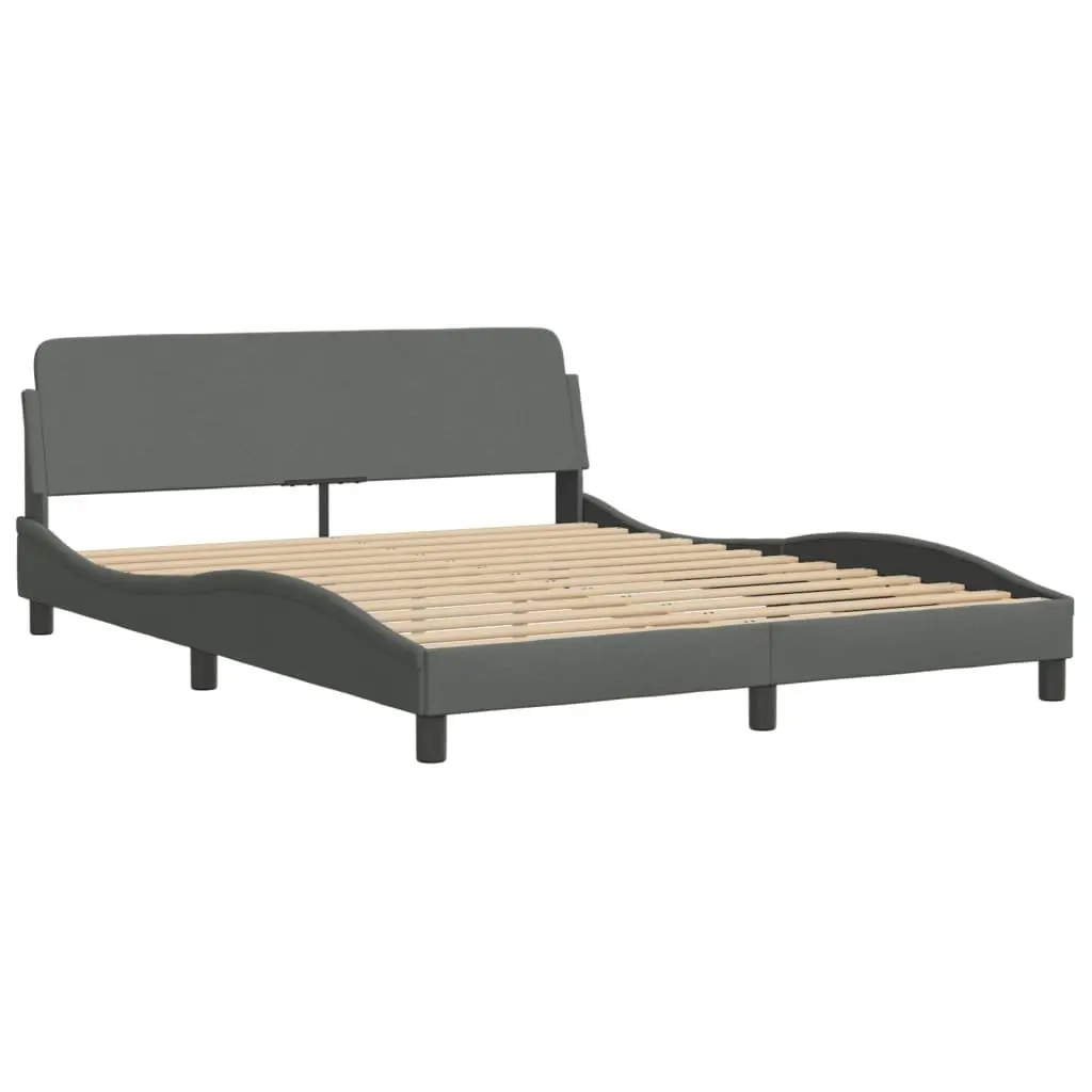 Queen Bed Frame for Bedroom Dark Grey Fabric Headboard 152 x 203 cm