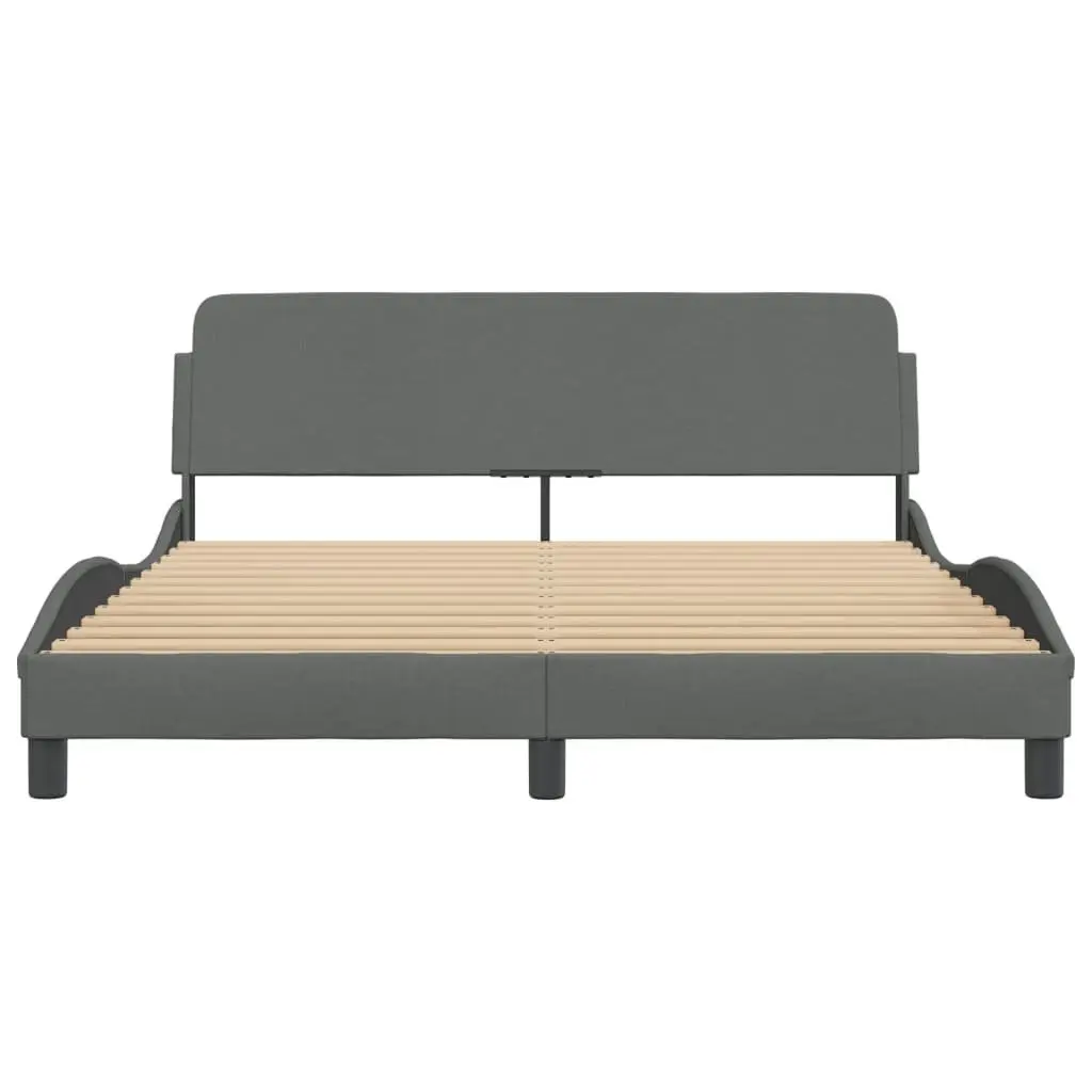 Queen Bed Frame for Bedroom Dark Grey Fabric Headboard 152 x 203 cm