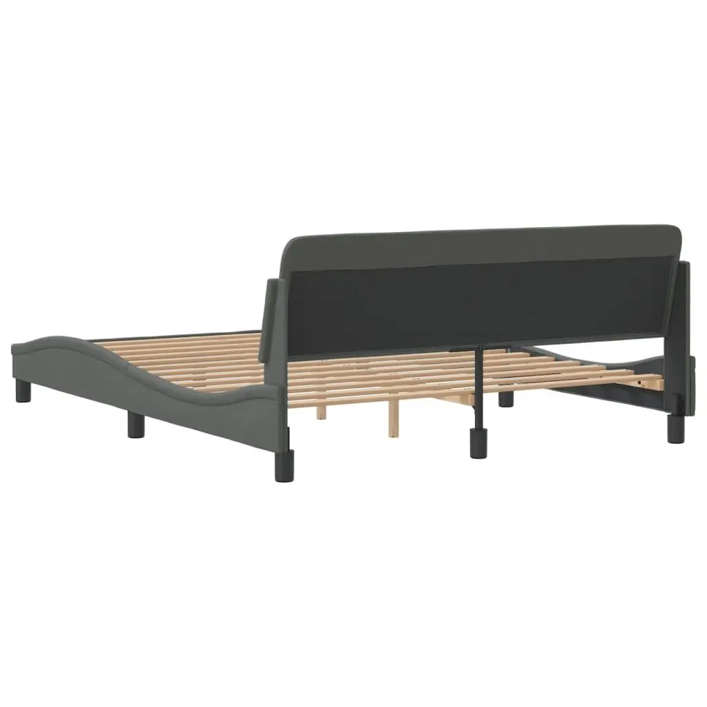 Queen Bed Frame for Bedroom Dark Grey Fabric Headboard 152 x 203 cm
